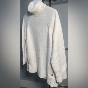 Michael Kors Cream Tunic turtleneck with Gold button detail